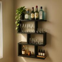 Nicho ZIG GRANDE Estante Livros MDF Organizador Escritório Quarto Sala - PRETO