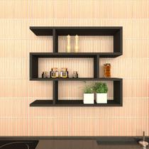 Nicho ZIG P15cm Minimalista Preto MDF Organizador Cozinha - Rufatto Decorações