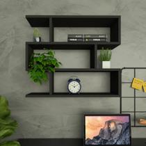 Nicho ZIG P15cm Minimalista Preto MDF Organizador Escritório Quarto Sala - Rufatto Decorações