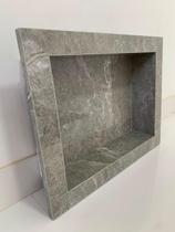 Nichos de Porcelanato para Banheiro Borda Dupla Cinza Marmorizado 40cm x 30cm Nichos de Porcelanato para Banheiro Borda Dupla Cinza Marmorizado 40cm x 30cm