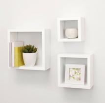 Nichos Decorativo Branco kit 3 peças MDF Quarto Bebe Sala Hall Parede 30x30 25x25 20x20