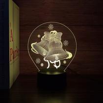 Night Light Christmas Bells 3D com mudança de cor LED para crianças Night Light Christmas Bells 3D com mudança de cor LED para crianças