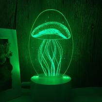 Night Light Jellyfish 3D LED Acrílico Transparente 7 cores