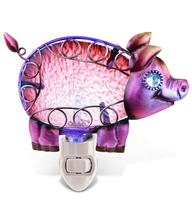 Night Light Puzzled Glass Art Pig Plug in para quarto de escada