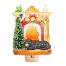 Night Light Roman Sleeping Winter Bear by Fireplace