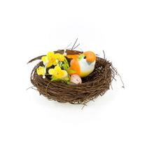 Ninho c/ Passaro e ovos Laranja Decorativo