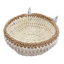 Ninho Crochê com Suporte Vertical - Canário de Porte Ninho Crochê com Suporte Vertical - Canário de Porte