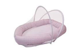 Ninho de bebê com mosquiteiro - Palha rosa