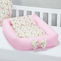 Ninho de Berço Redutor Rolinho 4 peças Menina Doce baby Rosa Chuva de Benção Ninho de Berço Redutor Rolinho 4 peças Menina Doce baby Rosa Chuva de Benção
