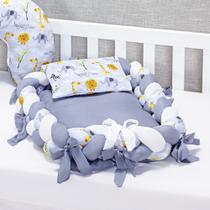 Ninho de Berço Redutor Trançado Menino Menina 4 peças com Trança e Travesseiro