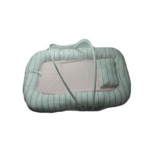 Ninho de chão com mosquiteiro - chevron rosa/cinza