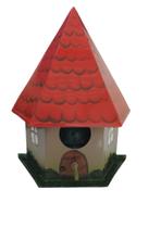 Ninho de passarinho Modelo Chapéu vermelho casinha varanda jardim de parede metal com pintura a mão