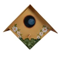 Ninho de passarinho Modelo losango flor V casinha varanda jardim de parede metal com pintura a mão