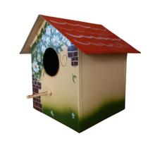 Ninho de passarinho Modelo tijolinho casinha varanda jardim de parede metal com pintura a mão