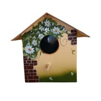Ninho de passarinho Modelo tijolinho casinha varanda jardim de parede metal com pintura a mão