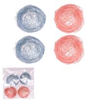 Ninho Decorativo De Páscoa Azul E Rosa Palha 4 Unidades 5cm Ninho Decorativo De Páscoa Azul E Rosa Palha 4 Unidades 5cm