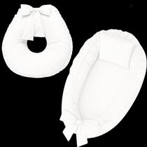 Ninho e Almofada de Amamentação Babado Percal Branco Ninho e Almofada de Amamentação Babado Percal Branco