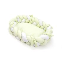 ninho para bebe dormir trança 2 em 1 cor verde com branco - Girassol Enxoval