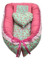 Ninho Para Bebê Floral Turquesa E Pink - Lika Baby