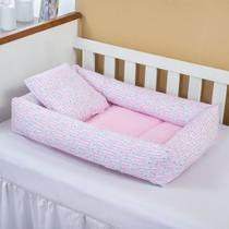 Ninho Redutor com Almofada De Berço Para Bebê Menina Elefantinha Coroa Ninho Redutor com Almofada De Berço Para Bebê Menina Elefantinha Coroa