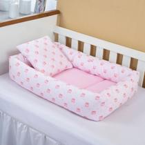 Ninho Redutor com Almofada De Berço Para Bebê Menina Realeza Rosa