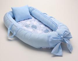 Ninho Redutor De Berço Almofada De Amamentação Menino Nuvem Azul Ninho Redutor De Berço Almofada De Amamentação Menino Nuvem Azul