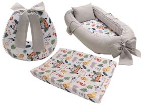 Ninho Redutor De Berço Almofada De Amamentação Trocador Cômoda Safari