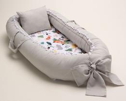 Ninho Redutor De Berço Bebe Menino 100% Algodão Com Travesseiro Baby