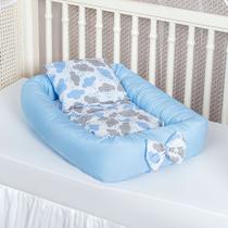 Ninho Redutor de Berço Nuvem Chuva De Amor Nuvem Azul Menino 4 Peças com travesseiro Ninho Redutor de Berço Nuvem Chuva De Amor Nuvem Azul Menino 4 Peças com travesseiro