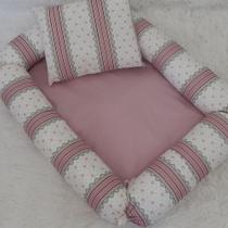 Ninho Redutor de Berço para Bebê Menina com Zíper + Almofadinha 2 peças Paris Rose Ninho Redutor de Berço para Bebê Menina com Zíper + Almofadinha 2 peças Paris Rose