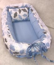 Ninho redutor de berco + Travesseiro - EspumaMacia - Chuva de Amor - Azul Claro - Jandis Baby Enxovais