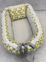 Ninho redutor de berco + Travesseiro - EspumaMacia - Forma Geométrica - Amarelo