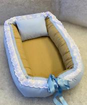 Ninho redutor de berco + Travesseiro - EspumaMacia - Liso Azul Claro