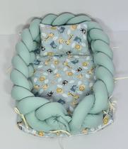 Ninho Redutor Para Berço Com Trança Menino Selva Safari Verde