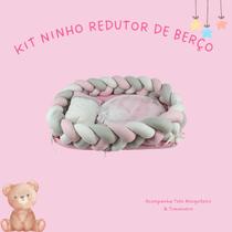 Ninho Trança com Mosquiteiro Travesseiro 100% Algodão Rosa Bebê