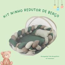 Ninho Trança com Mosquiteiro Travesseiro 100% Algodão Verde Musgo Ninho Trança com Mosquiteiro Travesseiro 100% Algodão Verde Musgo