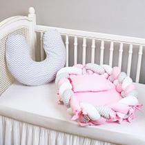 Ninho Trança Redutor+ Almofada Amamentação Chevron Rosa Ninho Trança Redutor+ Almofada Amamentação Chevron Rosa