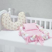 Ninho Trança Redutor+ Almofada Amamentação Floral Rosa Ninho Trança Redutor+ Almofada Amamentação Floral Rosa