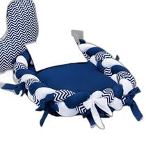 Ninho Trança Redutor Berço Chevron Marinho Menino Ninho Trança Redutor Berço Chevron Marinho Menino