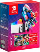 Nintendo, Console Jogo, Switch OLED Branco, Jogo Digital Mario Kart 8 Deluxe, 3 Meses de Assinatura Nintendo Switch Online