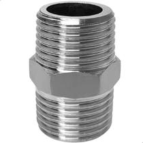 Niple Sextavado Rosca Macho ½ Polegada Metal Inox Conector Encanamento Hidráulico Adaptador Duplo