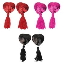Nipple Cover Coração com Lantejoulas e Pom Pom - Acessório Sexy Nipple Cover Coração com Lantejoulas e Pom Pom - Acessório Sexy