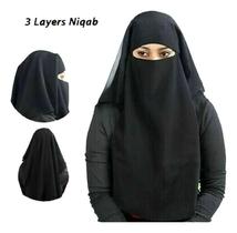 Niqab Islâmico De 3 Camadas Com Hijab Integrado Hajj Umrah Niqab Islâmico De 3 Camadas Com Hijab Integrado Hajj Umrah