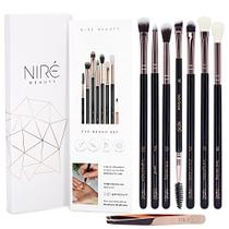 Niré Beauty Eye Brush Set - Pincéis de maquiagem para os olhos e sobrancelhas premiados, incluindo conjunto de pincéis de sombra, pincel de sobrancelha e pinças