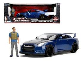 Nissan 2009 GT-R R35 Velozes E Furiosos + Boneco Brian 1/18 Com Luz - Jada Toys Nissan 2009 GT-R R35 Velozes E Furiosos + Boneco Brian 1/18 Com Luz - Jada Toys