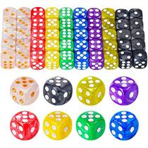 NiToy 50-Pack Pearl Colors 16MM Round Corner Game Dice Set, 6-Sided Solid Multicolor Acrylic Dices para Jogos de Tabuleiro (Textura de mármore)