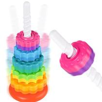 NiToy Spinning Empilhamento Brinquedo para Crianças, Torre Arco-íris Rodas de Fiação de Duas Cores Premium Forte BPA-Free ABS Plástico Educação Precoce Diversão Aprendizagem e Desenvolvimento Cerebral Envolvente Brinquedos (Pequeno)