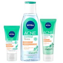 NIVEA Acne Control Kit Esfoliante Facial 75ml + Tônico Facial 200ml + Hidratante Facial 50ml