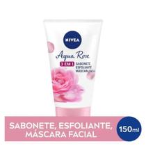 Nivea Agua Rose 3 Em 1 Sabonete Esfoliante Mascara Facial Com Ácido Hialurônico 150 g