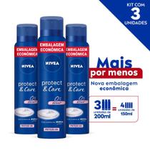 Nivea Desodorante Antitranspirante Aerosol Protect & Care Fem Promo 200Ml - 3 Unidades